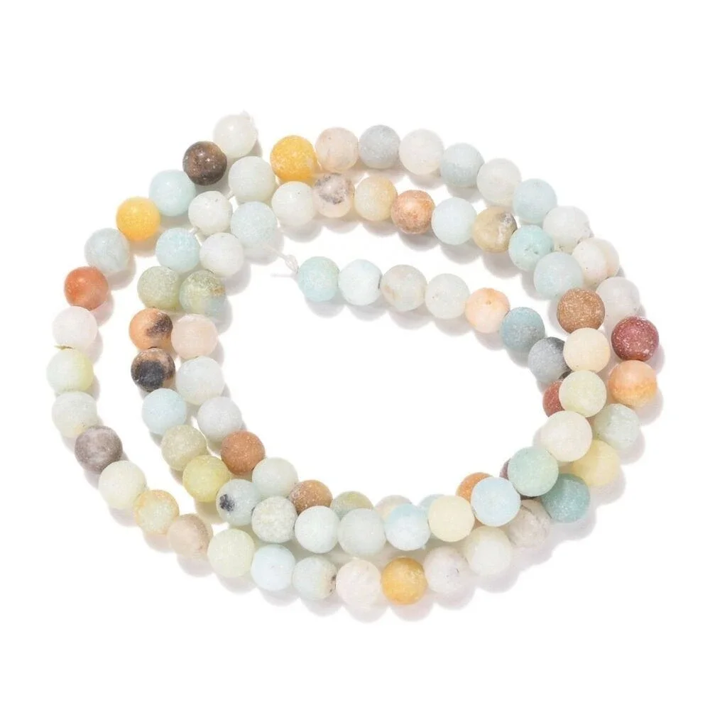 4MM Frosted Amazonite Beads-ONE Gemstone Bead Strand-Crafts Jewelry Making NWT